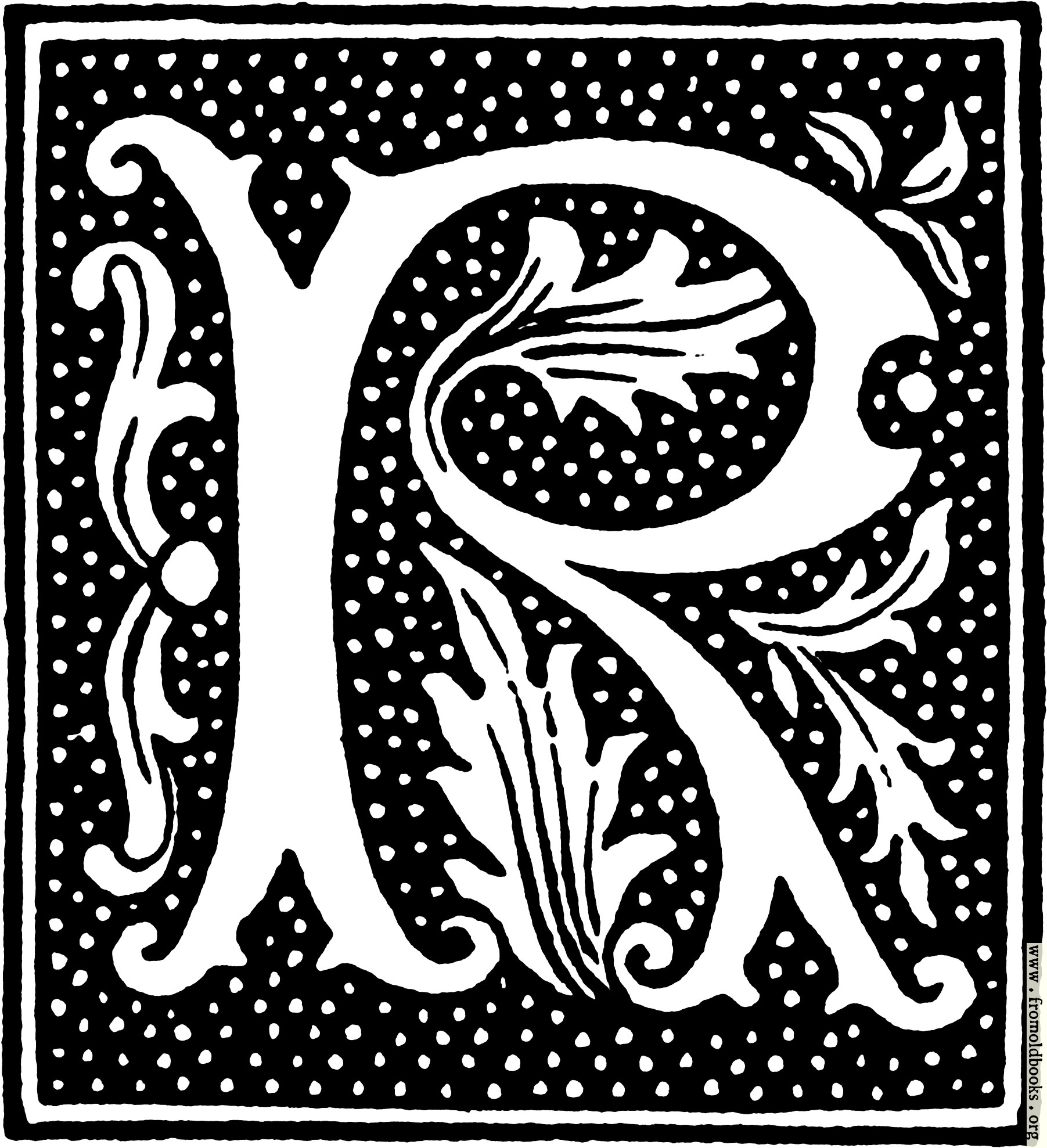 clipart: initial letter R from beginning of the 16th Century.