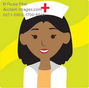 Clipart Illustration of an African American Nurse.