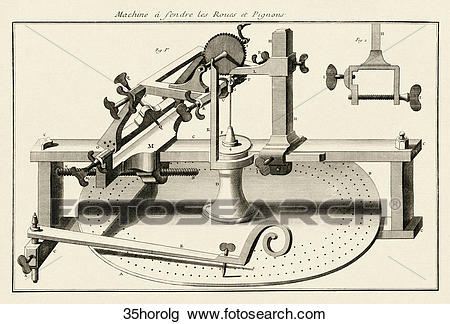 Clip Art of Antique Illustration (copper engraving) of a Machine.