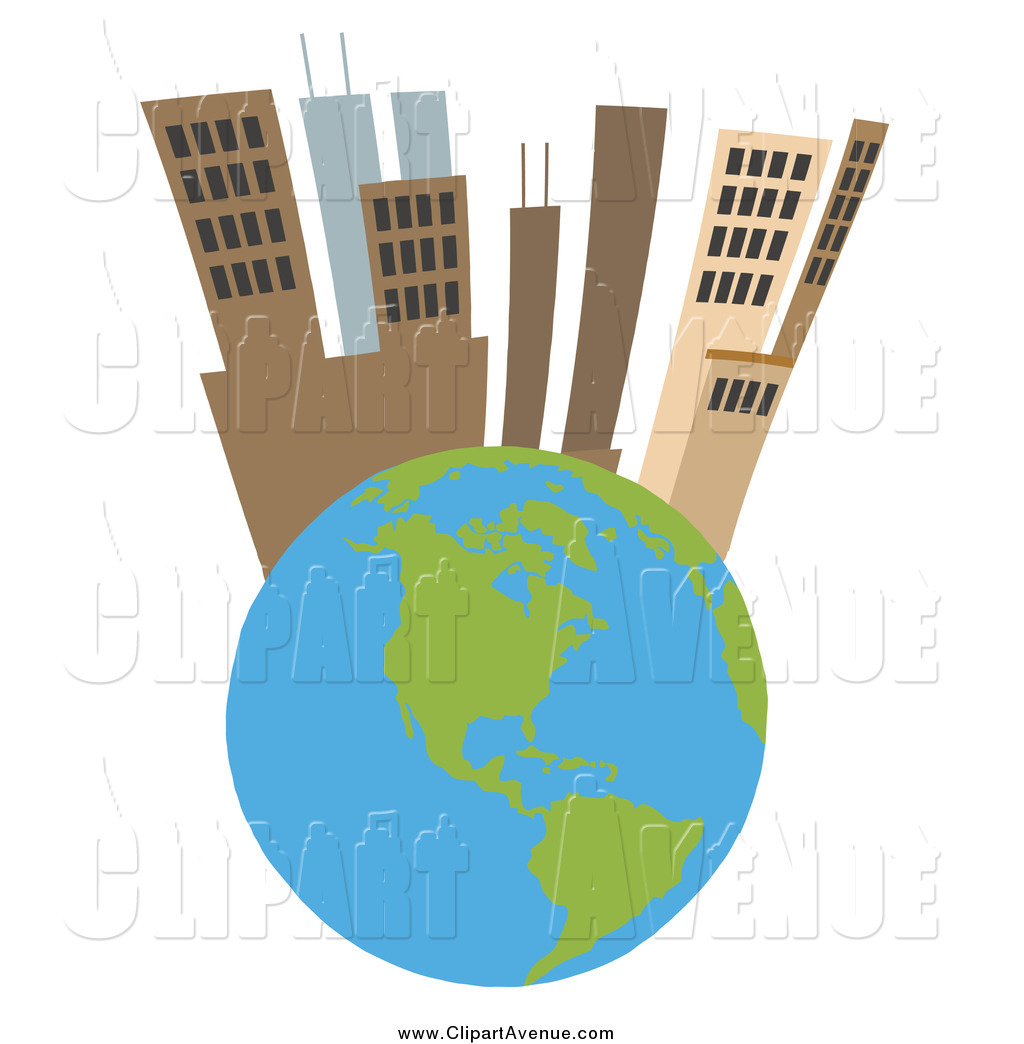 Avenue Clipart of a Globe with Skycrapers by Hit Toon.
