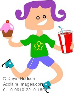 Clipart Illustration of Little Girl With Party Food.