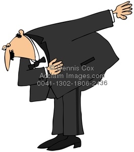 Clipart Illustration of a Man Taking a Bow.