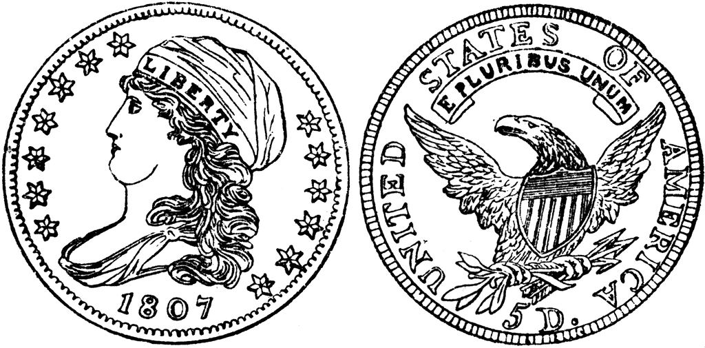 Gold Half Eagle Coin, 1807.