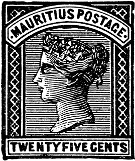 Mauritius, Twenty Five Cents Stamp, 1880.
