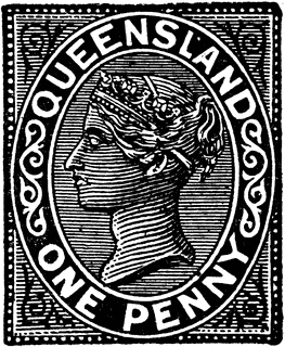 Queensland One Penny Stamp, 1882.