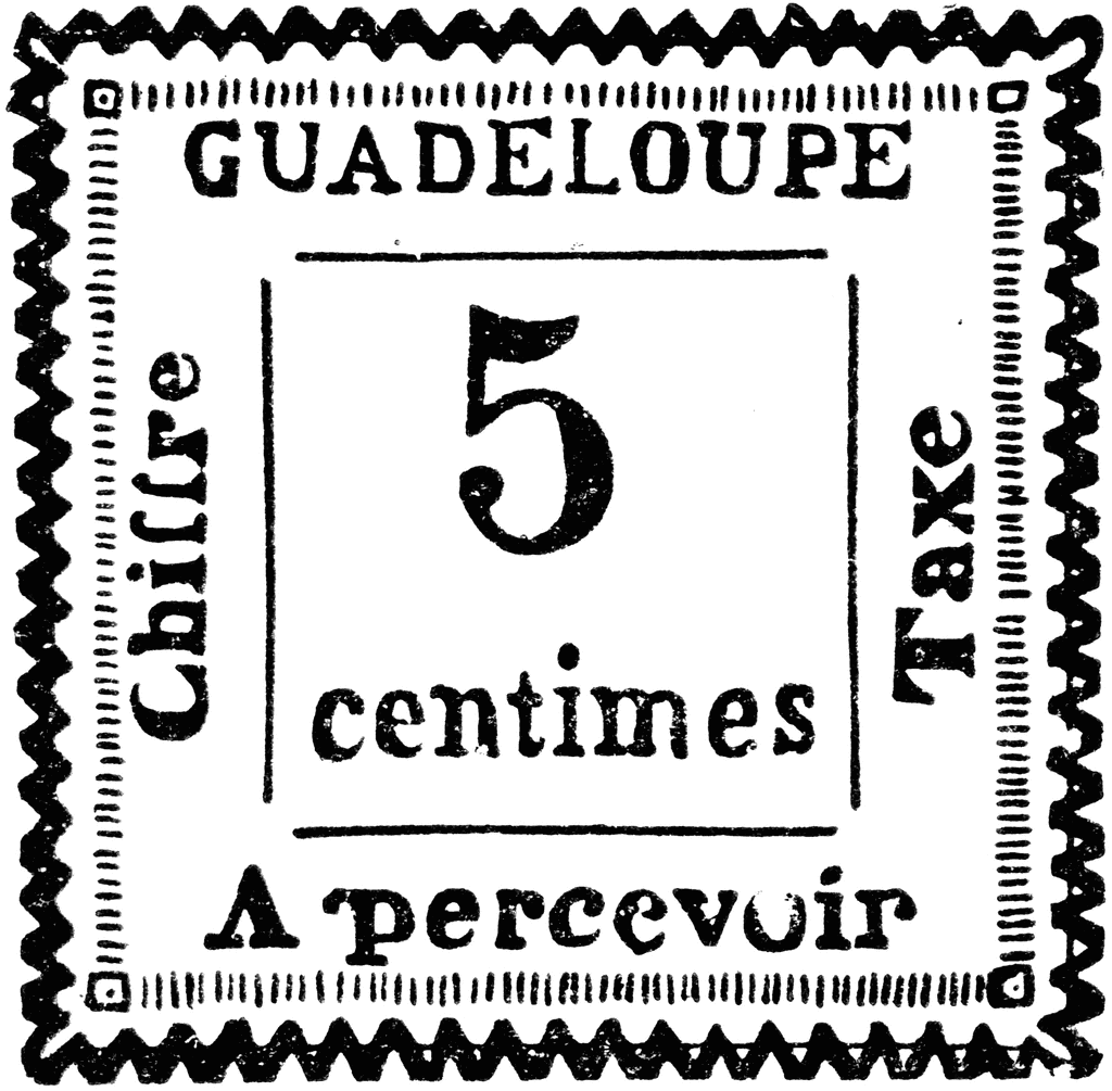 Guadeloupe 5 Centimes Stamp, 1884.