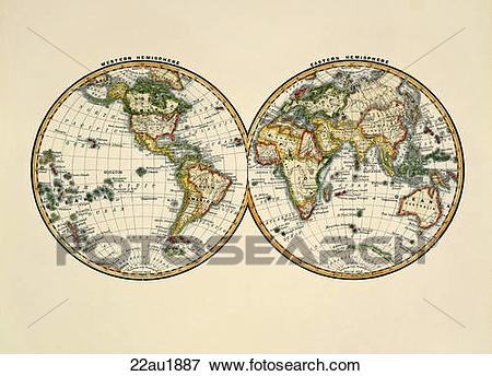 Stock Illustration of Antique World Map (hand.