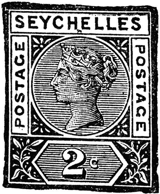 Seychelles Islands 2 Cents Stamp, 1890.