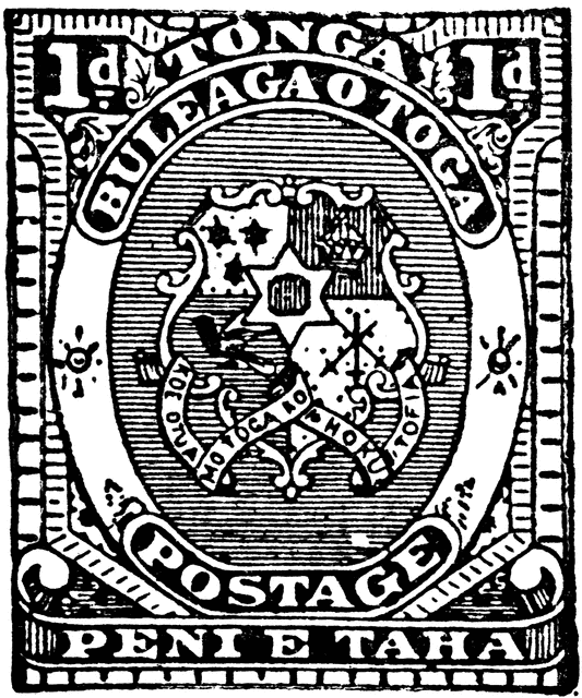 Tonga 1 d Stamp, 1893.
