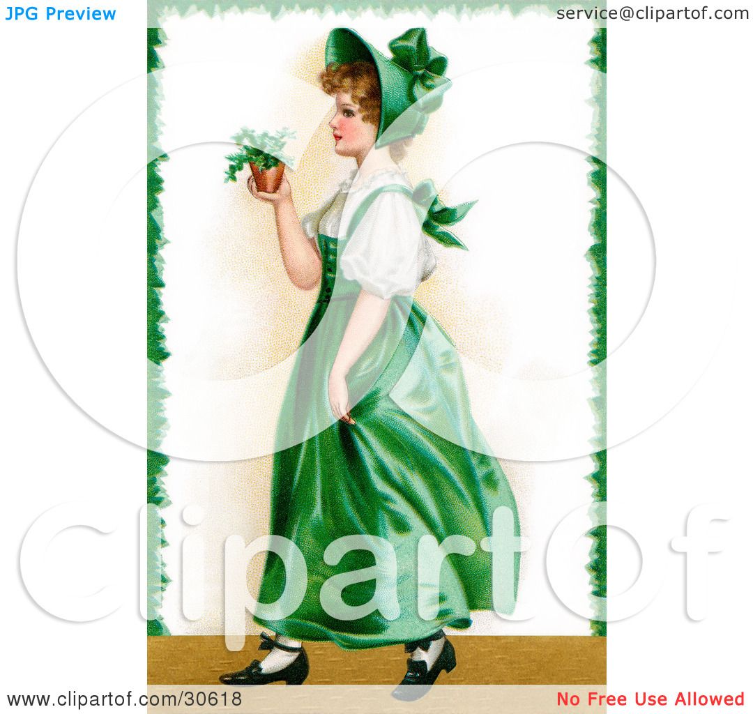 Clipart Illustration of a Vintage Victorian St Patrick's Day Scene.