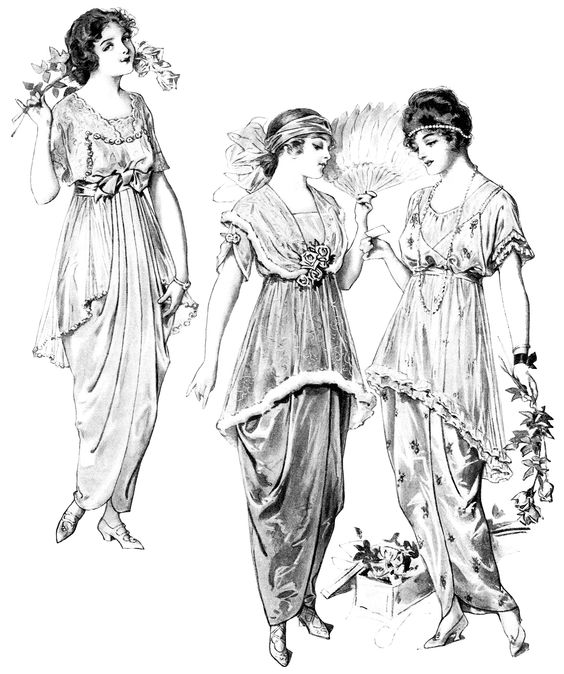Young Ladies' Fashion 1914 ~ Free Vintage Black and White.