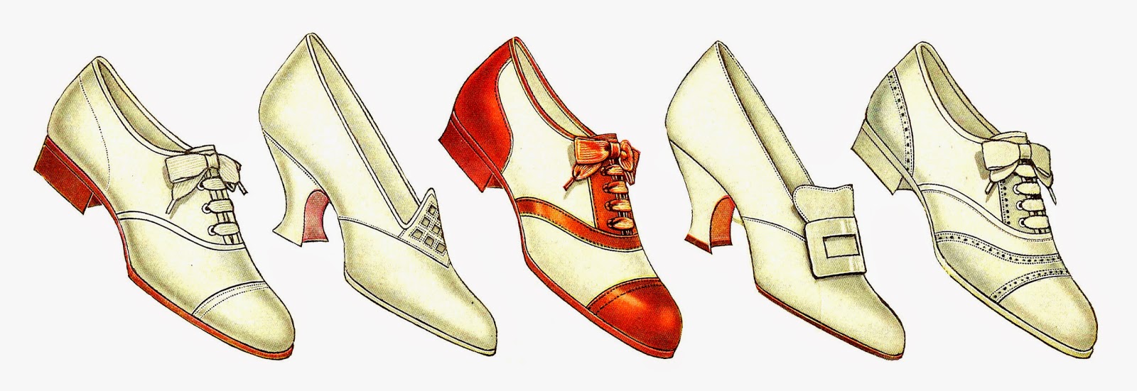 Antique Images: Free Fashion Clip Art: 5 Vintage Women's Shoe.