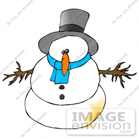 Clipart Ilustration of a Snowman With Urine on it.