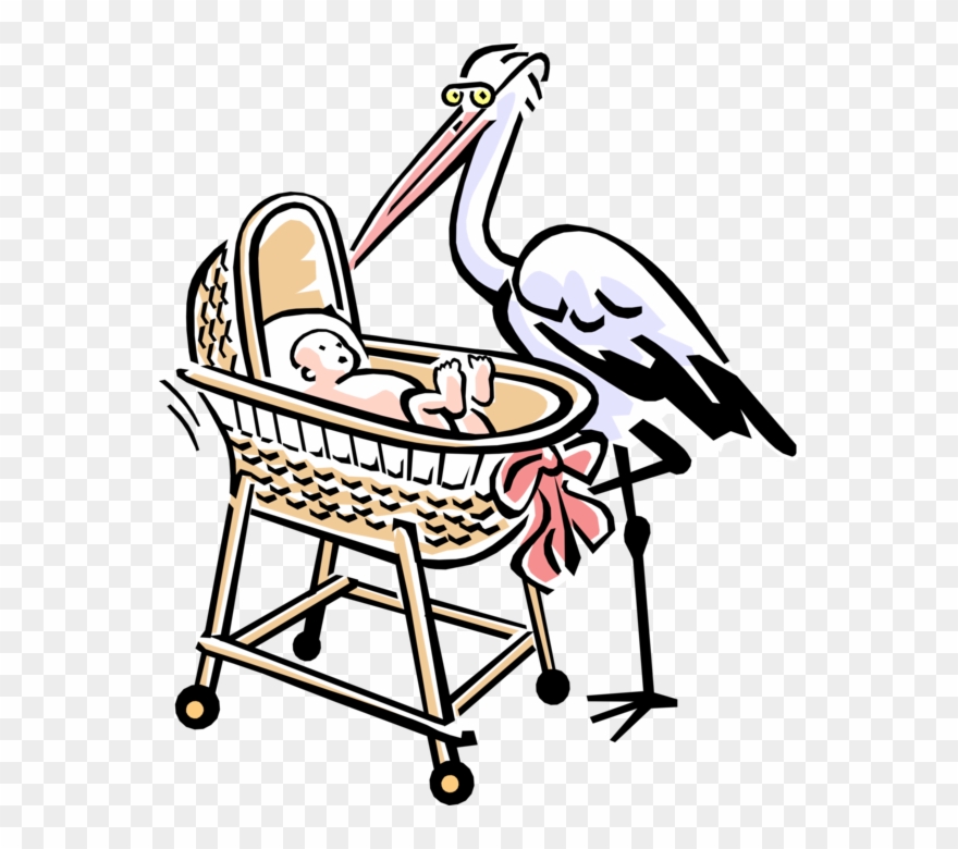 Vector Illustration Of 1950\'s Vintage Style Stork With.