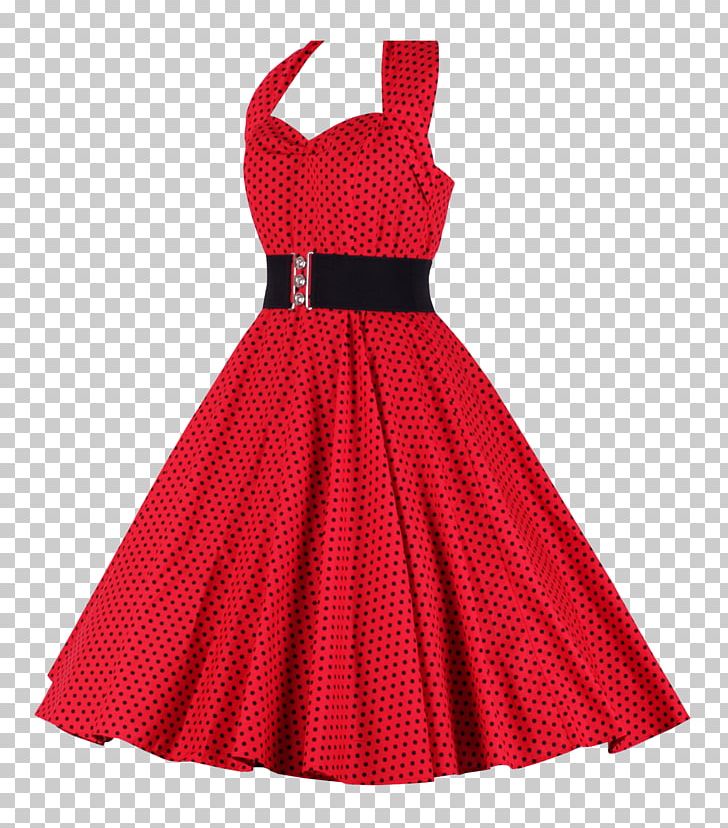 1950s Dress Halterneck Clothing Polka Dot PNG, Clipart.