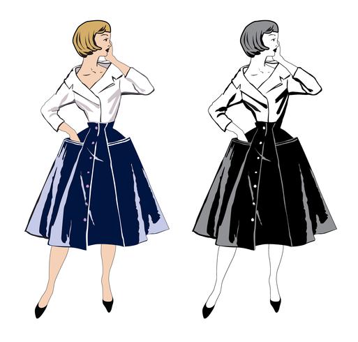 Stylish cloth woman. Fashion dressed girl 1960\'s style.