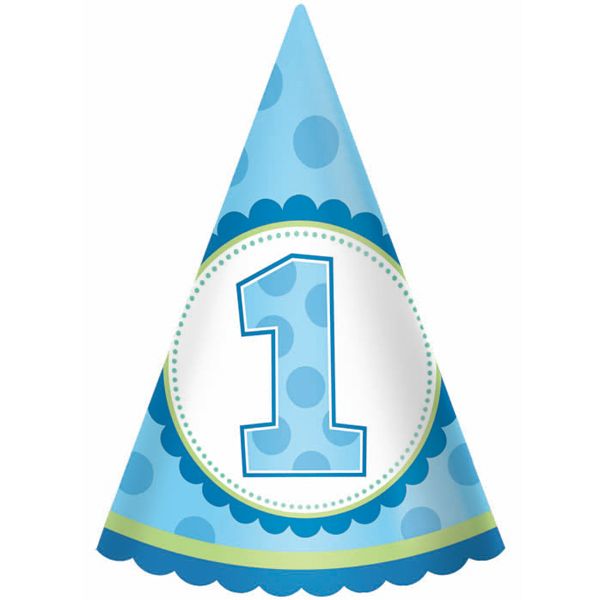 1st Birthday Boy Blue Party Hats (8), FREE shipping offer.