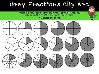 Fractions Clip Art ( Gray Circles).