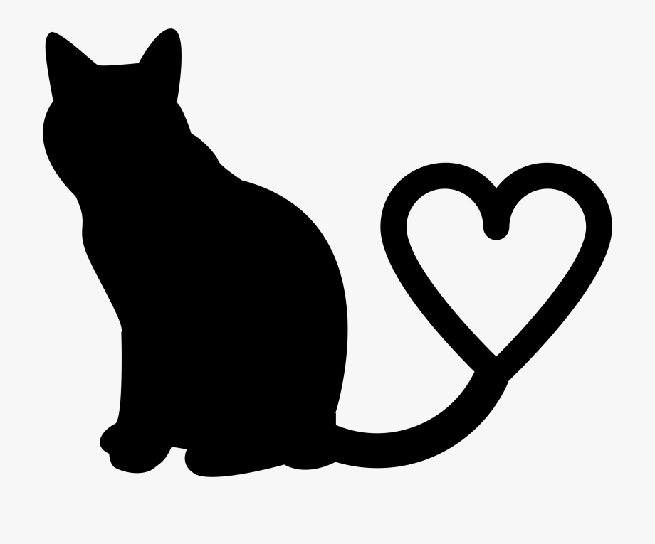 Clip Art Cat Heart Clipart 2 Silhouette Tail.