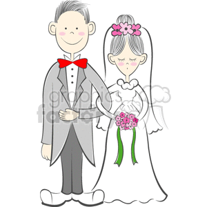 bride and groom getting married clipart. Royalty.