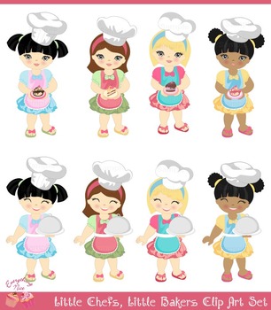 Little Chef Girls 2 Clipart Set.
