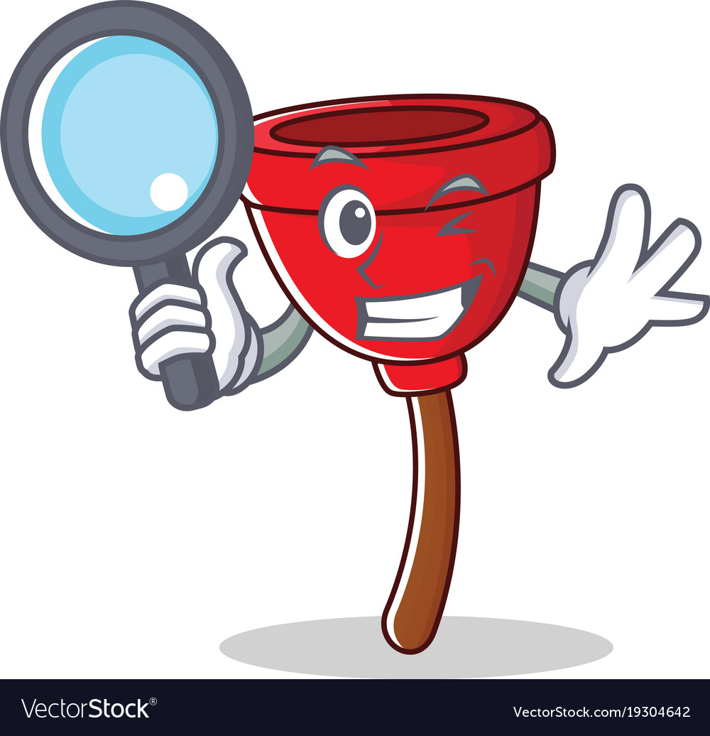 Detective plunger character cartoon style.
