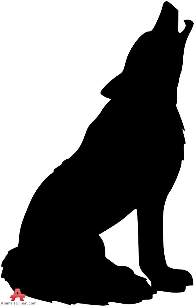 Howling Wolf Silhouette Clipart.