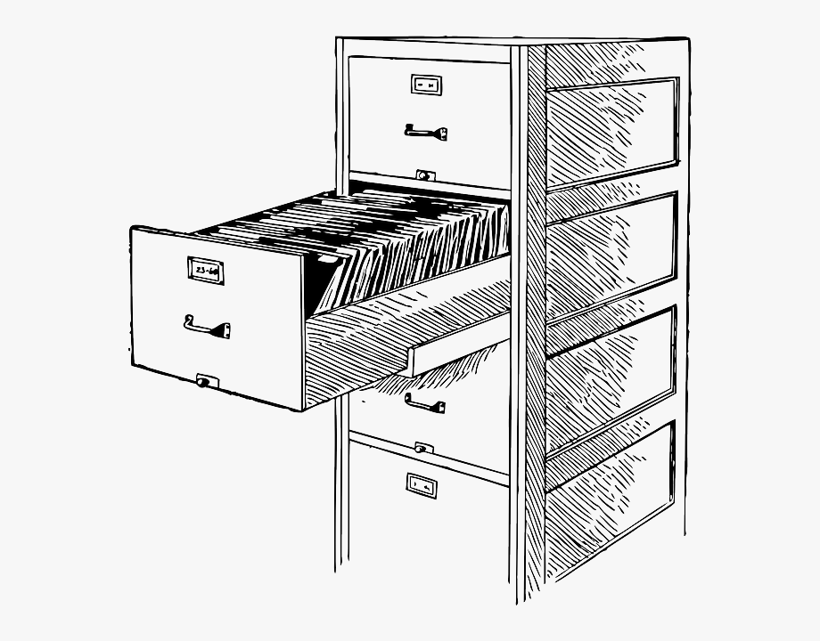 Draw filing. Cartoon file Cabinet. (File Drawer Issue).