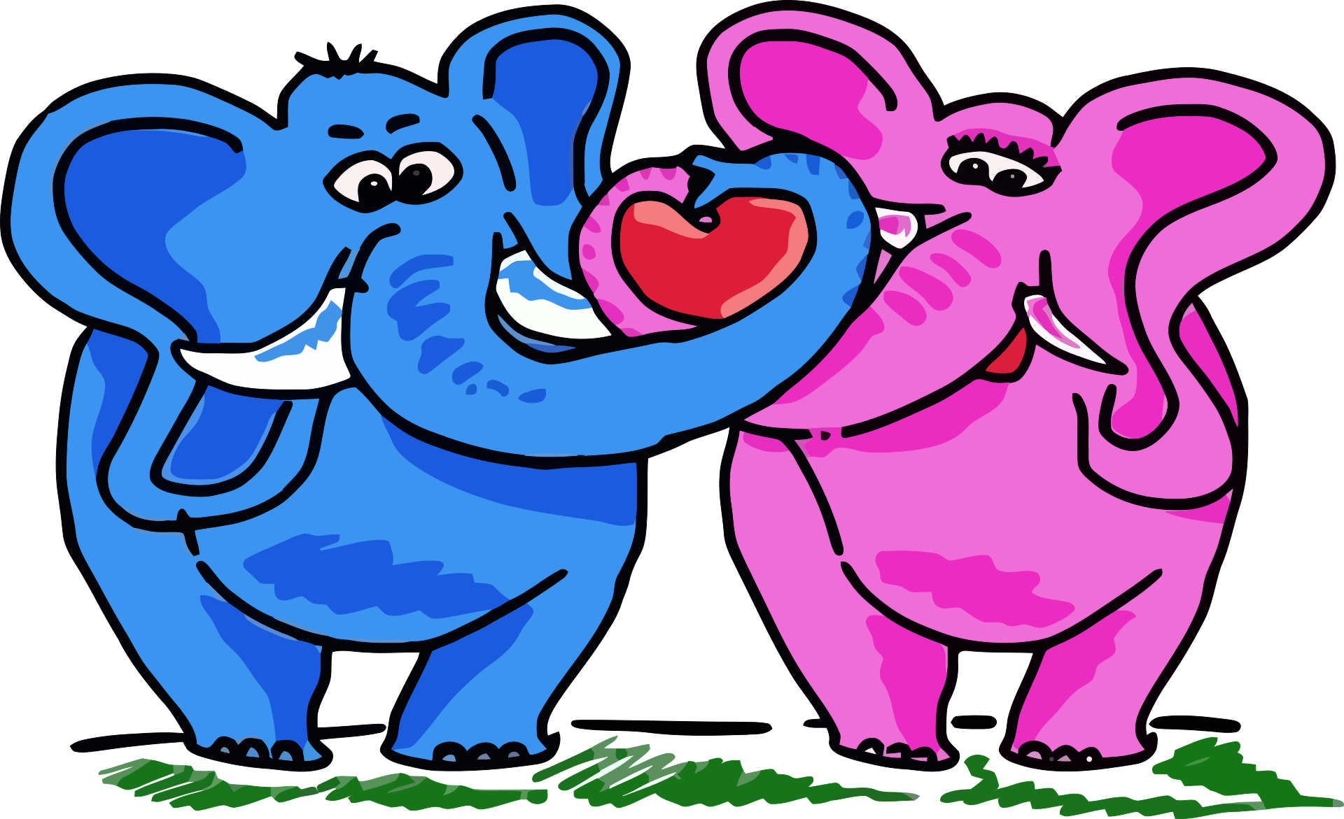 Drawing of two elephants in love free image.