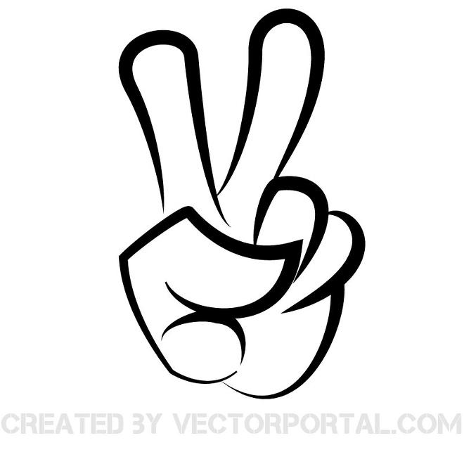 VICTORY SIGN VECTOR CLIP ART.