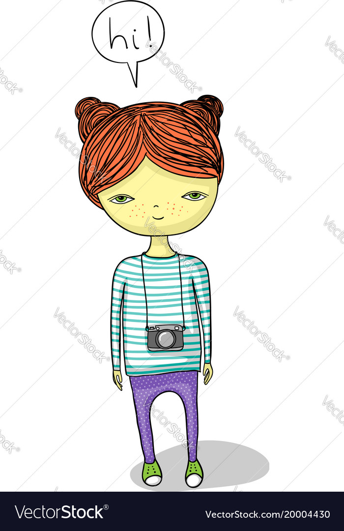 Cartoon girl with camera.