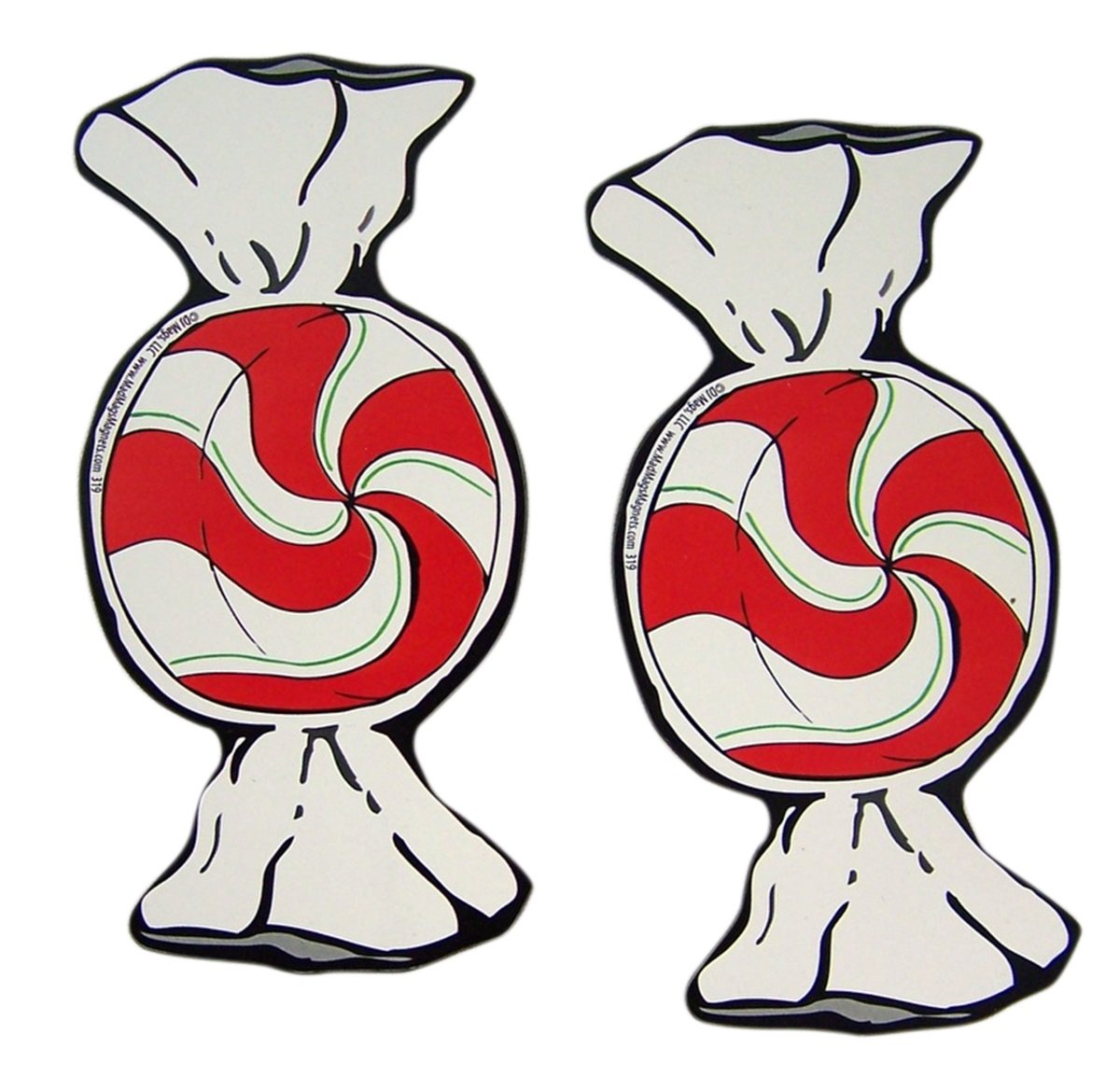 Peppermint Candy Pieces Christmas Auto Car Magnet, Pack of 2.