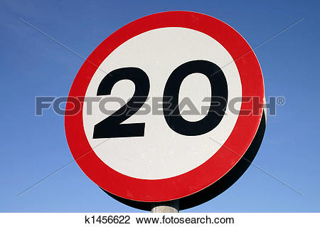 Stock Photo of 20 miles per hour speed limit sign k1456622.