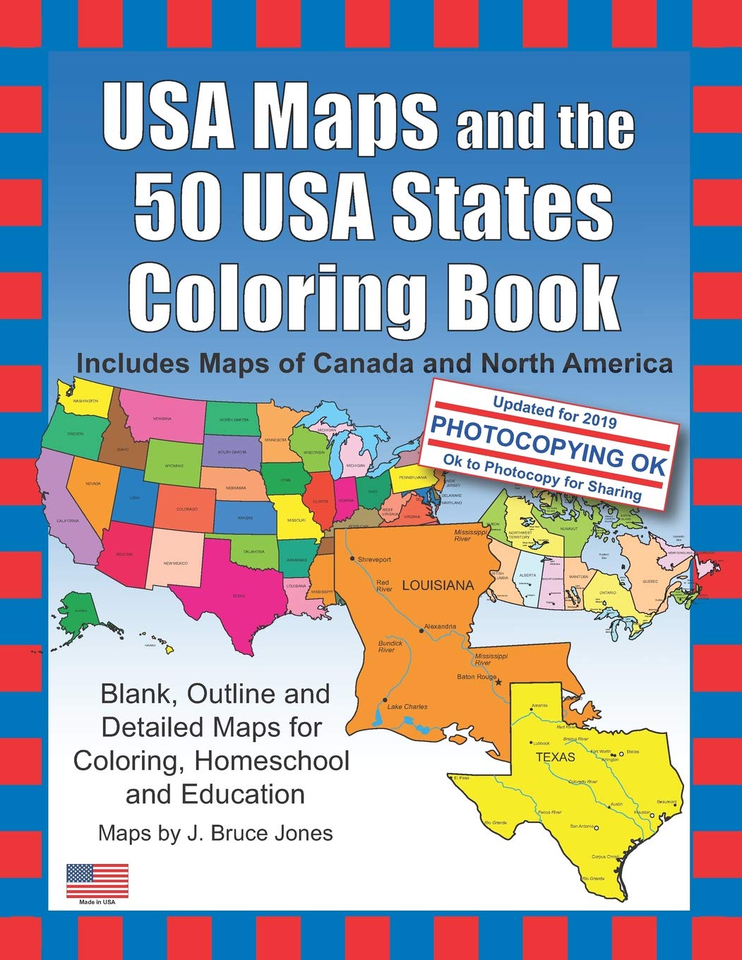 Amazon.com: USA Maps and the 50 USA States Coloring Book: Includes.