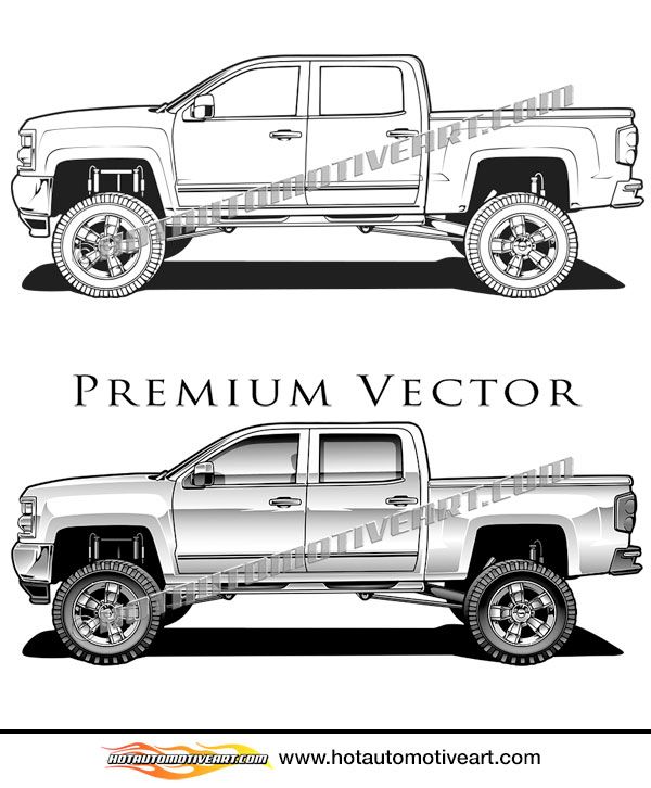 2017 Chevrolet Silverado lifted pickup truck vector clip art.