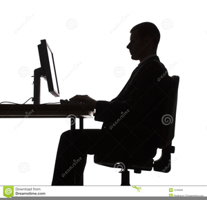 Man Sitting At Computer Clipart.