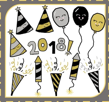 New Year Clipart / New Year\'s Clipart / Happy New Year Clipart / 2018  Clipart.
