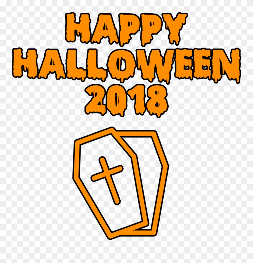 Happy Halloween 2018 Scary Coffin Bloody Font Clipart.