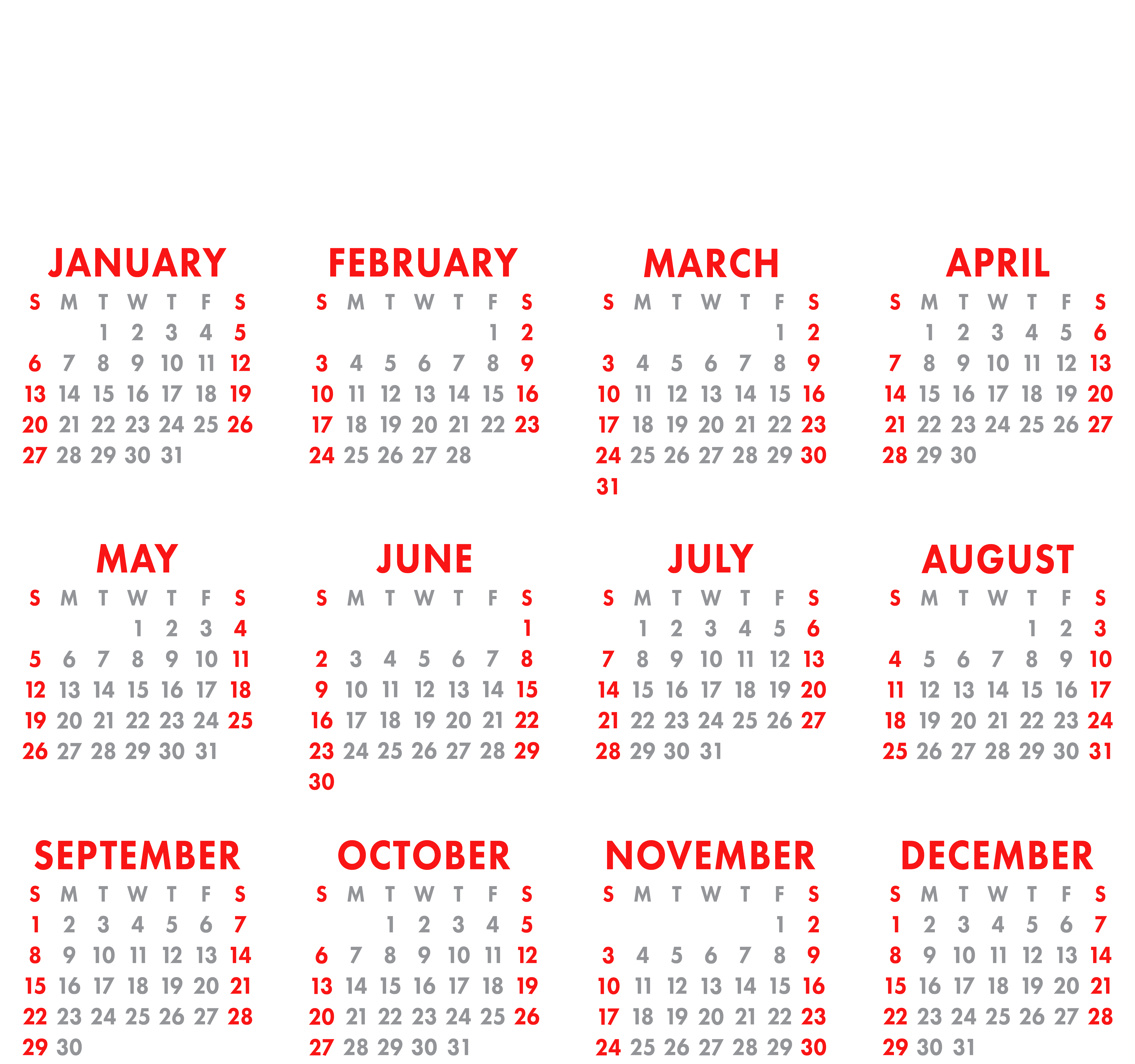 2019 Calendar Transparent PNG Image.