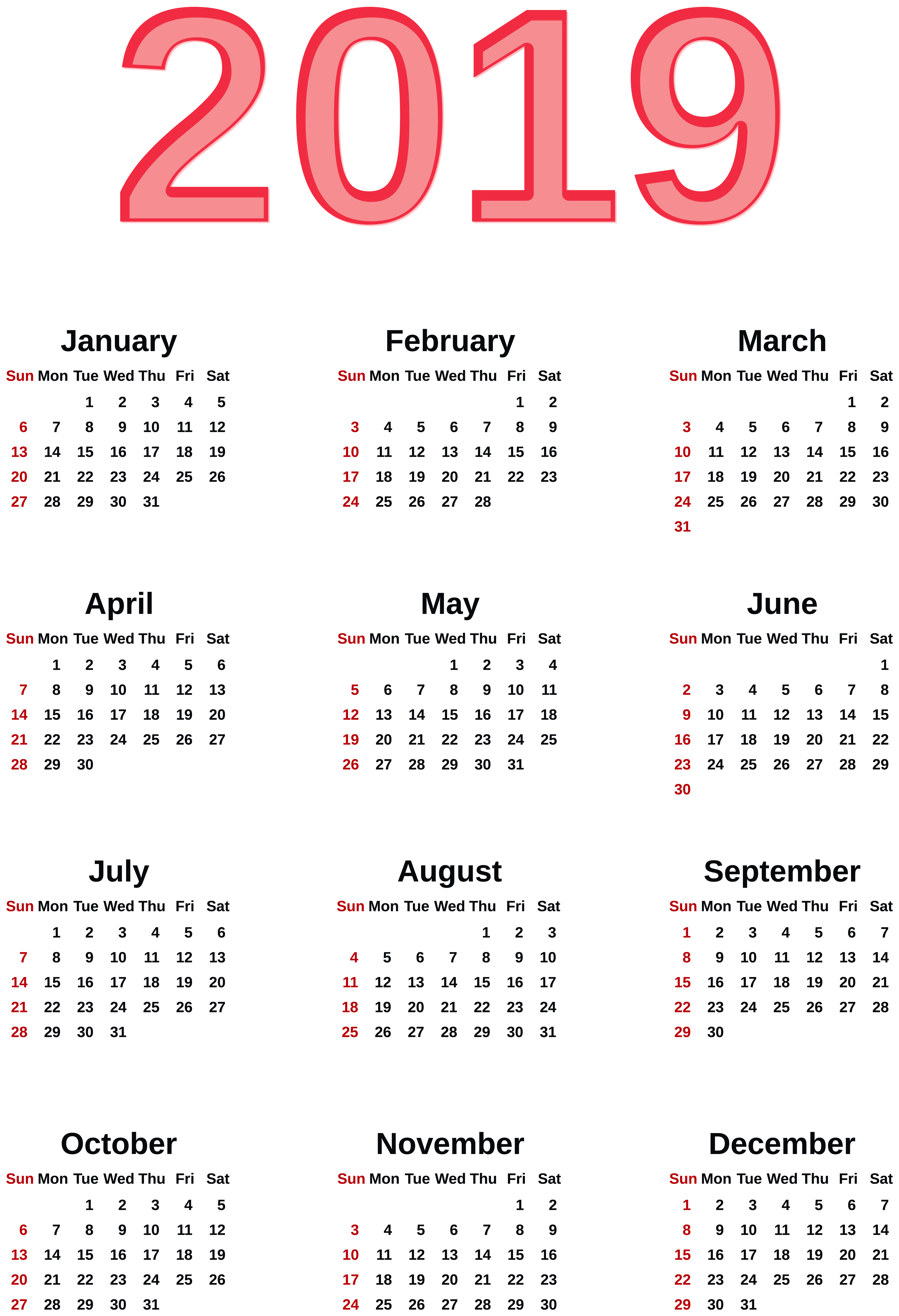 2019 Calendar Png Clipart Png Mart - Riset