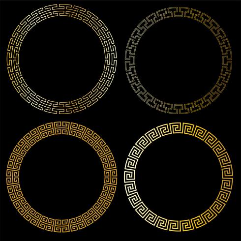 gold fretwork circle frames.
