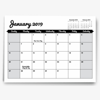 Adobe Illustrator Calendar Template 2019 , Transparent.