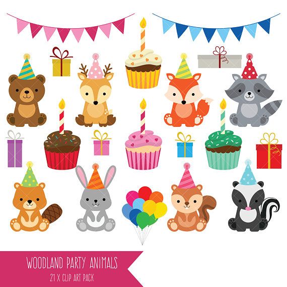 Woodland Party Animals Clipart.