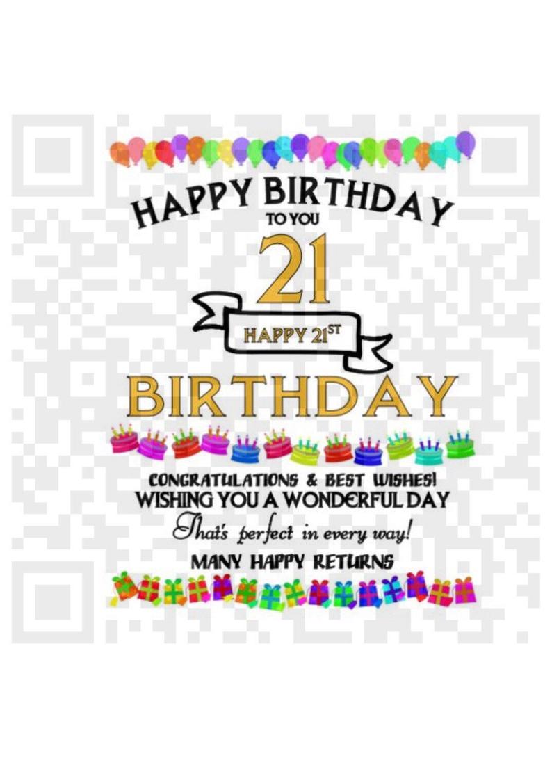 Happy 21st birthday instant download design for sublimation printing, 21st  Birthday clipart for sublimation, Png.