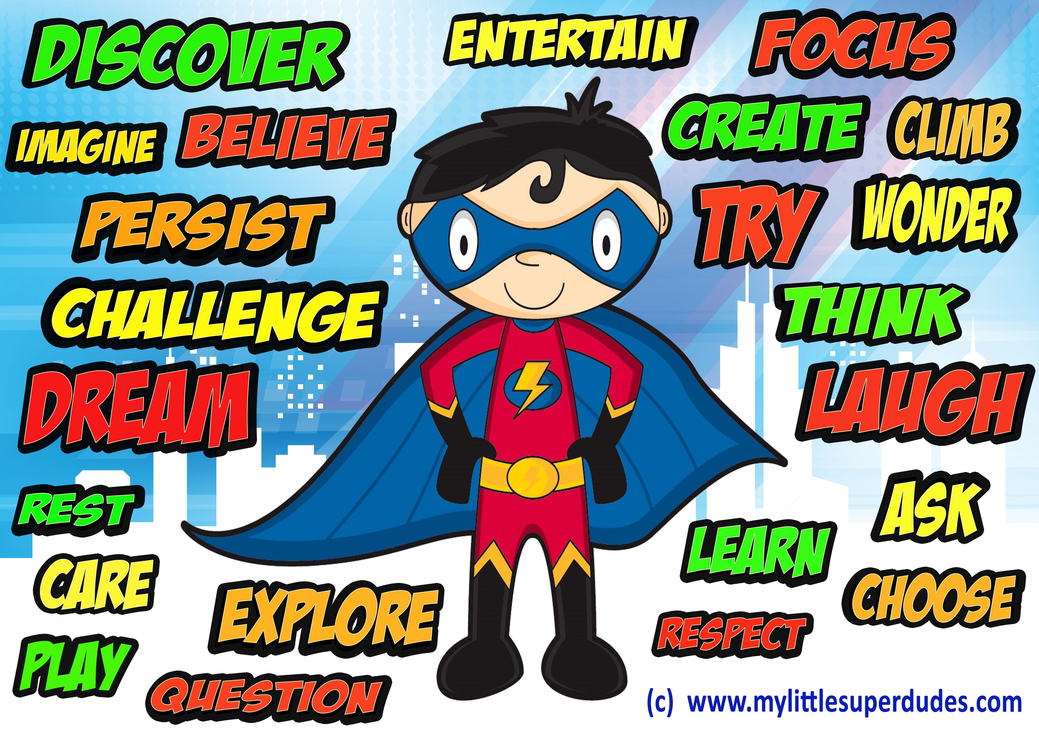 Kids Positive Affirmations Poster. Bright, colourful.