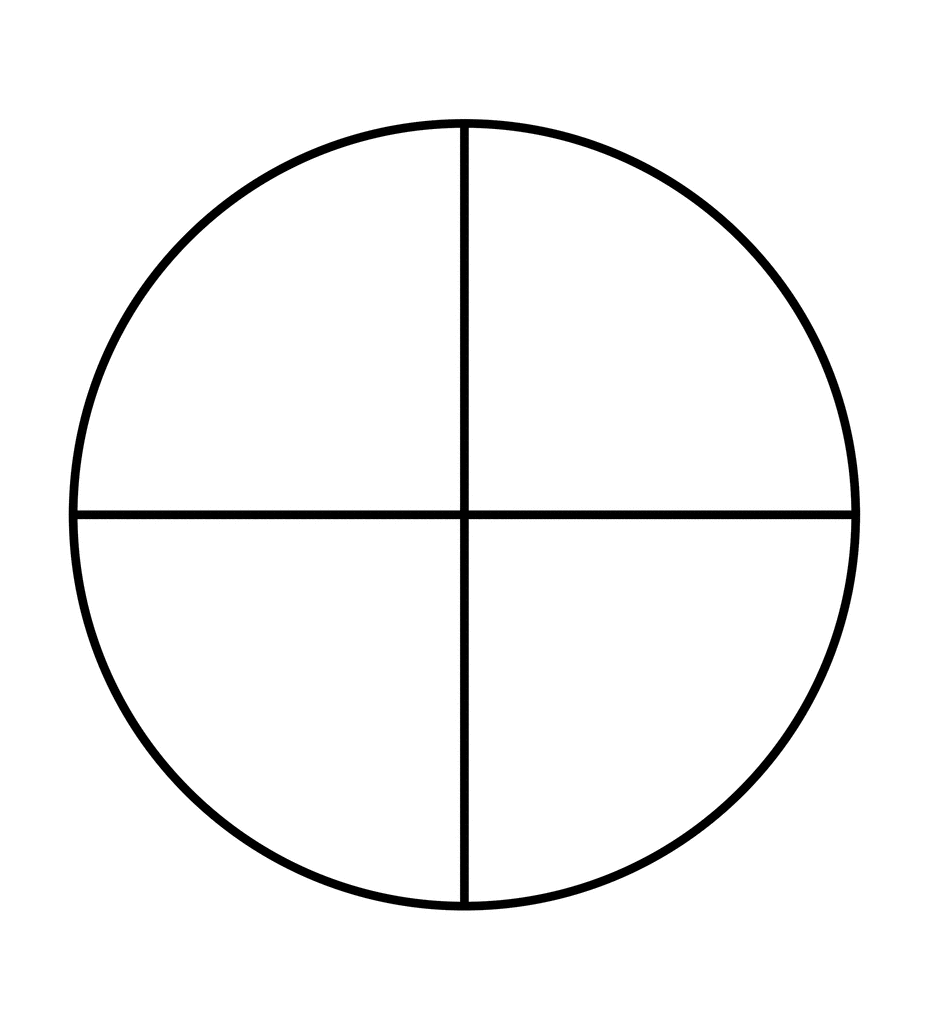 Fraction Pie Divided into Quarters.