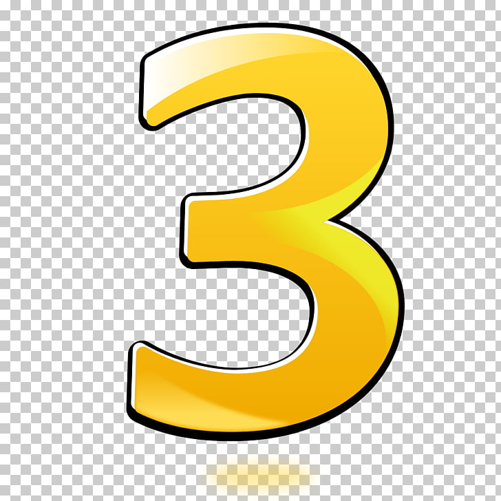 Number , Number 3 , yellow 3 illustration PNG clipart.