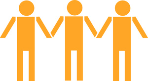 Teamwork clipart image three male symbols holding hands and.