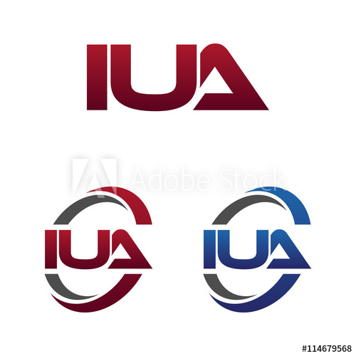Modern 3 Letters Initial logo Vector Swoosh Red Blue iua.
