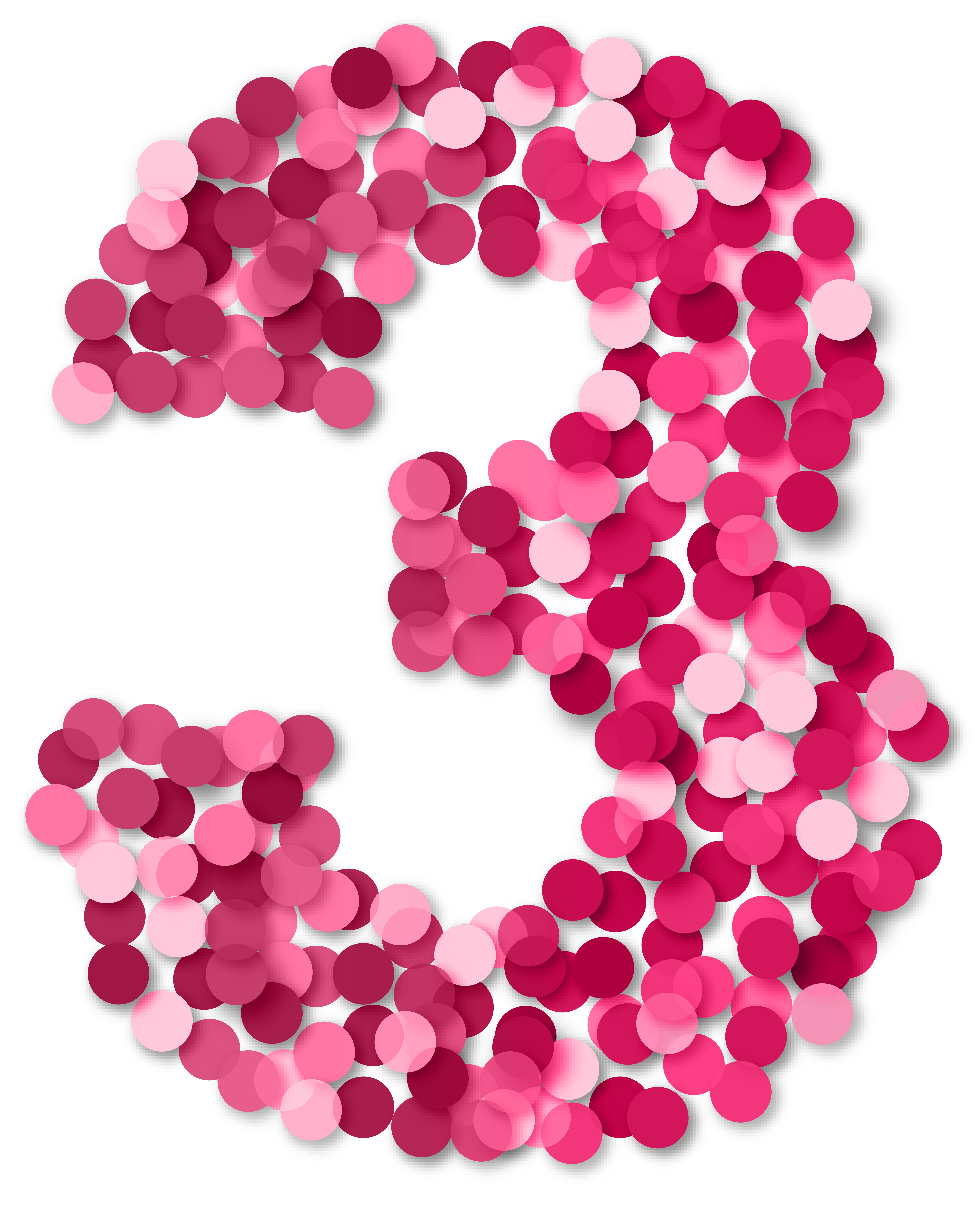 Three 3 Number Pink PNG Clip Art.